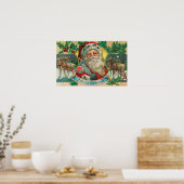Een prettige kerstman en rendierscène poster (Keuken)