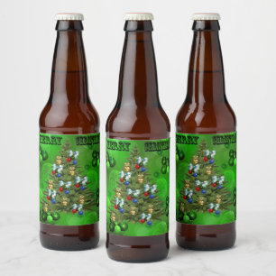 een prettige kerstman hebben, bier etiket