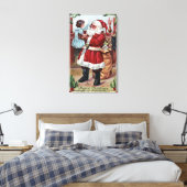 Een prettige kerstman-kerstman-meisje in blauw canvas afdruk (Insitu (Slaapkamer))