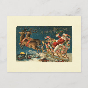 Een prettige kerstman Vintage Feestdagenkaart