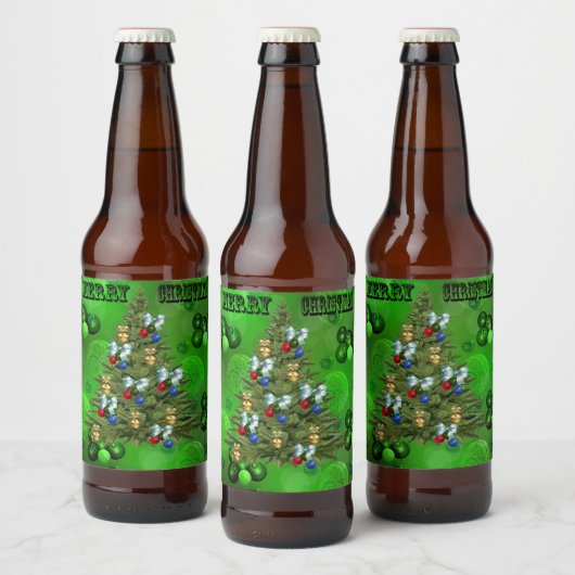 Een prettige kerstmis hebben, bier etiket (Flessen)
