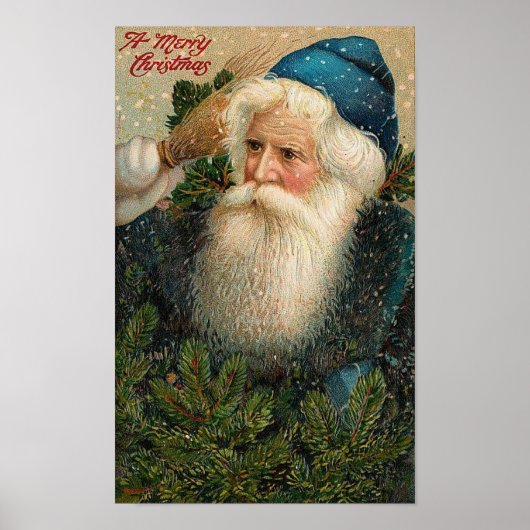 Een prettige kerstoude St. Nick-kaart Poster (Voorkant)