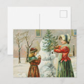 Een prettige kerstvrouw, een kind en een feestdag  feestdagenkaart (Voorkant / Achterkant)