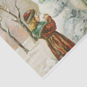 Een prettige kerstvrouw, een kind en een feestdag  tissuepapier (Detail)