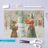 Een prettige kerstvrouw, een kind en een feestdag  tissuepapier (Craft)