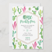 Een Prickly Pair Twin Meisjes 1e Verjaardag Invite Kaart (Voorkant)