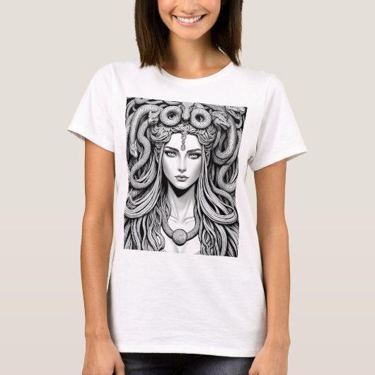 Een priestess draaide demonen uit, Medusa T-shirt (Voorkant)