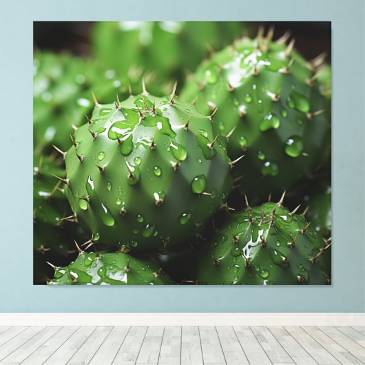 Een prikkelend ensemble Cactus Photorealism Botani Canvas Afdruk (Insitu (Houten vloer))