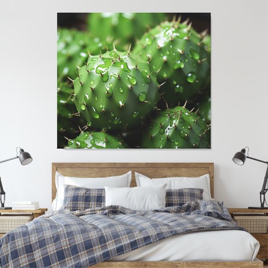 Een prikkelend ensemble Cactus Photorealism Botani Canvas Afdruk (Insitu (Slaapkamer))