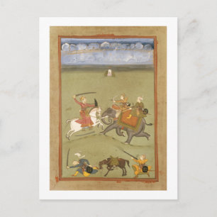 Een prins die zijn vijanden vecht op een olifant,  briefkaart