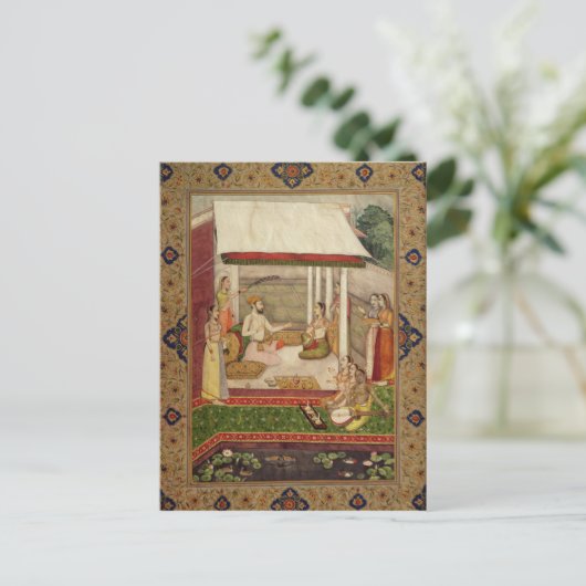 Een prins en prinses die naar muziek luisteren briefkaart (Staand voorkant)