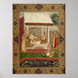 Een prins en prinses die naar muziek luisteren poster