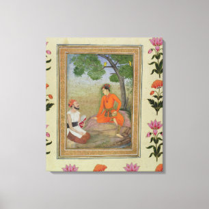 Een prins in discussie met een religieus man... canvas afdruk