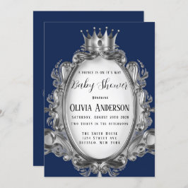 Een prins staat op de weg naar het Baby shower van Kaart