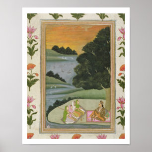 Een prinses die naar vrouw muzikanten luistert doo poster