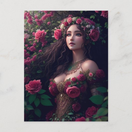 Een prinses in de rozen briefkaart (Voorkant)