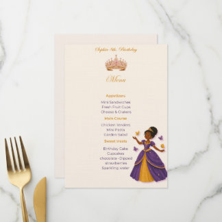 Een prinsessen verjaardagsmenu menu