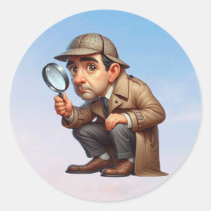 Een privédetective op zoek naar aanwijzingen ronde sticker