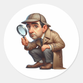 Een privédetective op zoek naar aanwijzingen ronde sticker