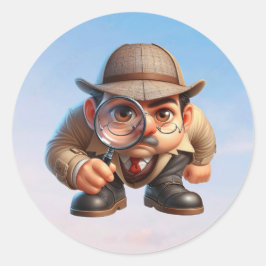 Een privédetective op zoek naar aanwijzingen ronde sticker