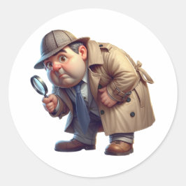 Een privédetective op zoek naar aanwijzingen ronde sticker