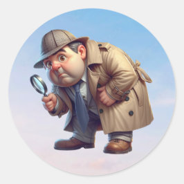 Een privédetective op zoek naar aanwijzingen ronde sticker