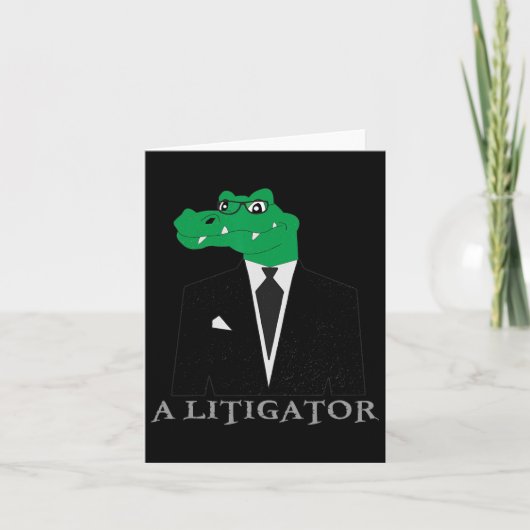 Een procesvoerende alligator in pak grappig advoca kaart (Voorkant)