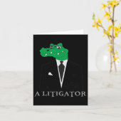 Een procesvoerende alligator in pak grappig advoca kaart (Gele Bloem)