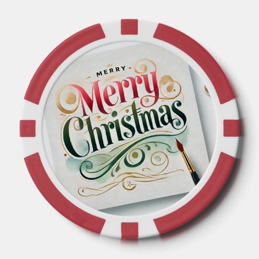 Een product met een ontwerp van "Merry Christmas" Poker Chips (Voorkant)