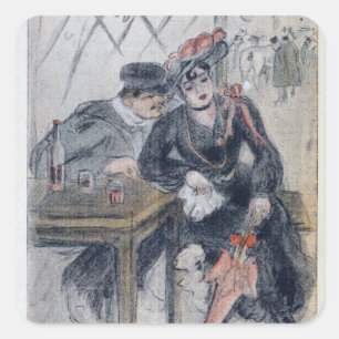 Een prostituee en haar cliënt vierkante sticker