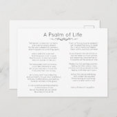 Een psalm van het Longmedergedicht van het leven Briefkaart (Voorkant / Achterkant)