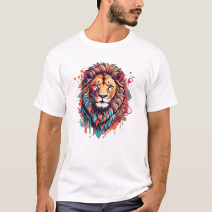 Een psychedelisch grafisch ontwerp met een leeuw t-shirt
