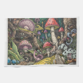Een psychedelische bos decoratieve theedoek