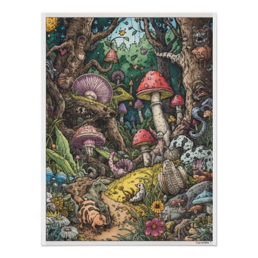 Een psychedelische bosposter perfect poster (Voorkant)