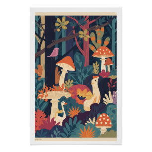 Een psychedelische bosposter perfect poster