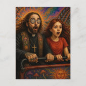 Een psychedelische priester achtbaanrit briefkaart (Voorkant)