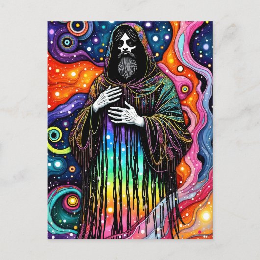 Een psychedelische priester briefkaart (Voorkant)