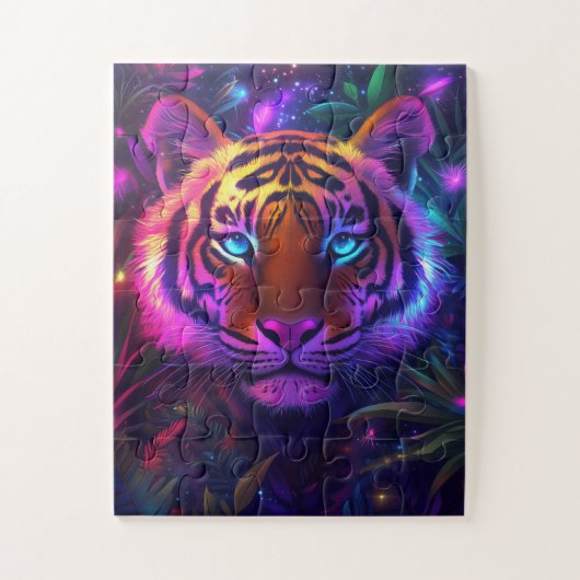 Een psychedelische tijger legpuzzel (Verticaal)