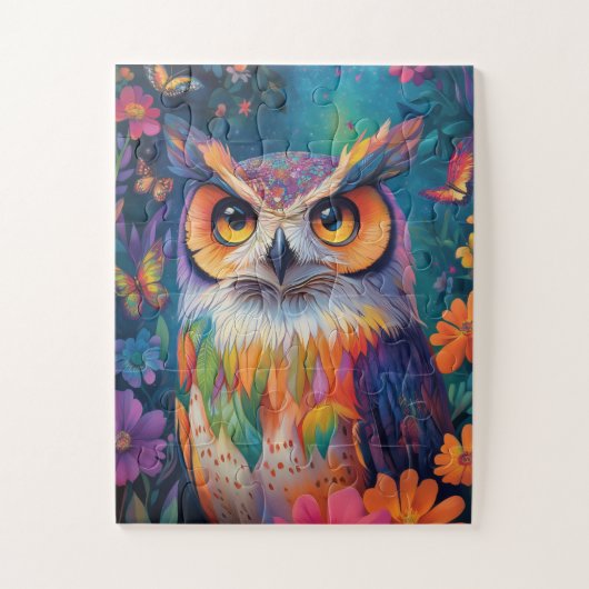 Een psychedelische uil legpuzzel (Verticaal)