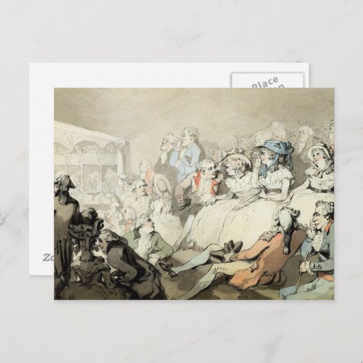 Een publiek dat een spel bekijkt, c.1785 (pen en i briefkaart (Voorkant / Achterkant)