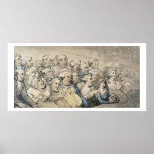 Een publiek in het theater Drury Lane (pen en inkt Poster