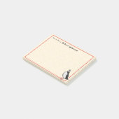 Eén Puffin op de bureau van 4x3 PostIt Note Pad (Schuin)