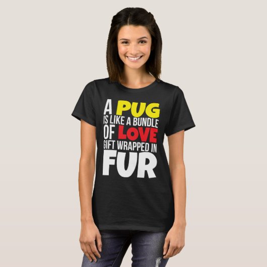 Een pug is als een bundel van liefde T-shirt essen (Voorkant volledig)