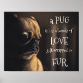 Een pug is een bundel liefdescadeautjes in vier poster (Voorkant)