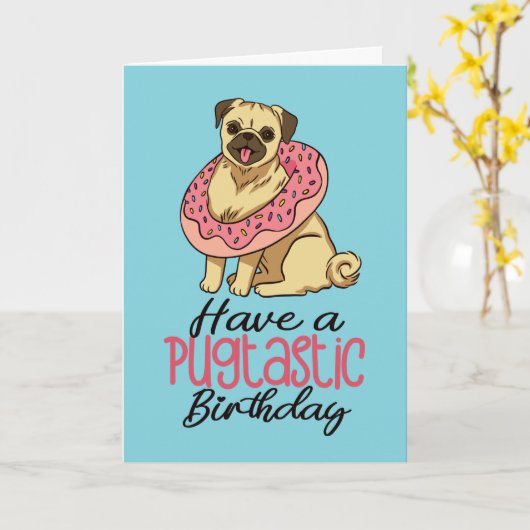 Een pugtastische aangeboren Hondenliefhebber op de Kaart (Gele Bloem)