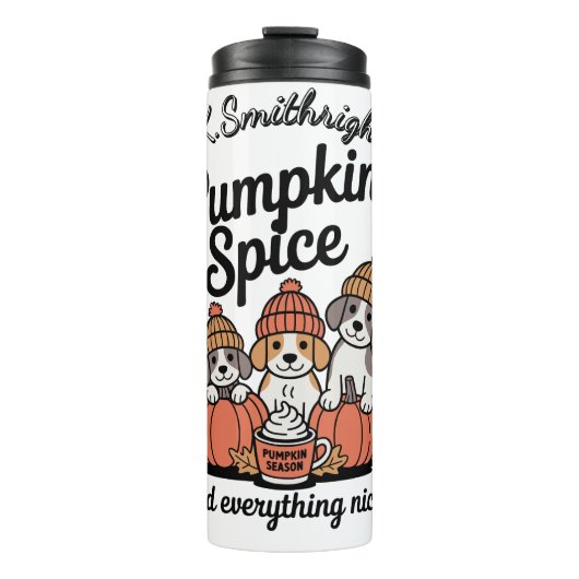 Een Pumpkin Spice thema hond ontwerp Thermosbeker (Voorkant)