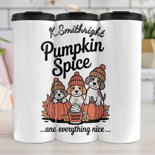 Een Pumpkin Spice thema hond ontwerp Thermosbeker