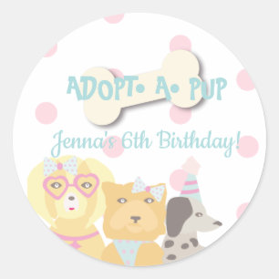 Een Pup Dog Party Favor aannemen Ronde Sticker