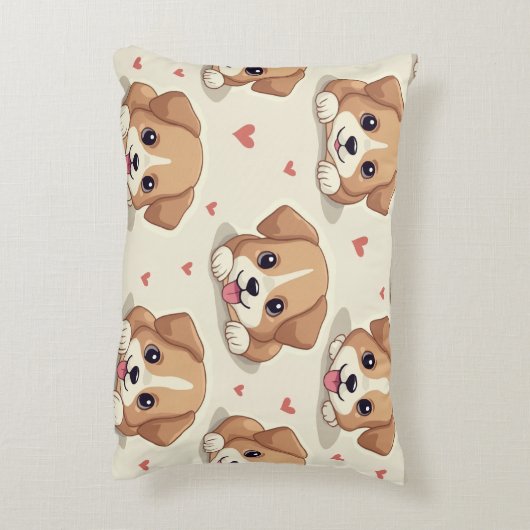 Een puppy en een hartkussen accent kussen (Achterkant (Verticaal))
