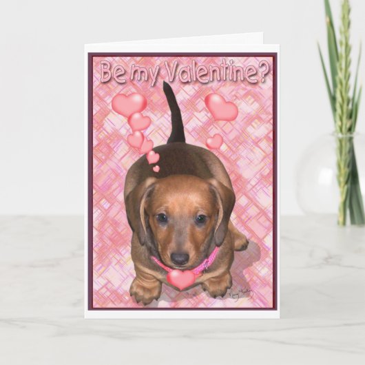 Een puppy van Valentijn Doxie Feestdagen Kaart (Voorkant)